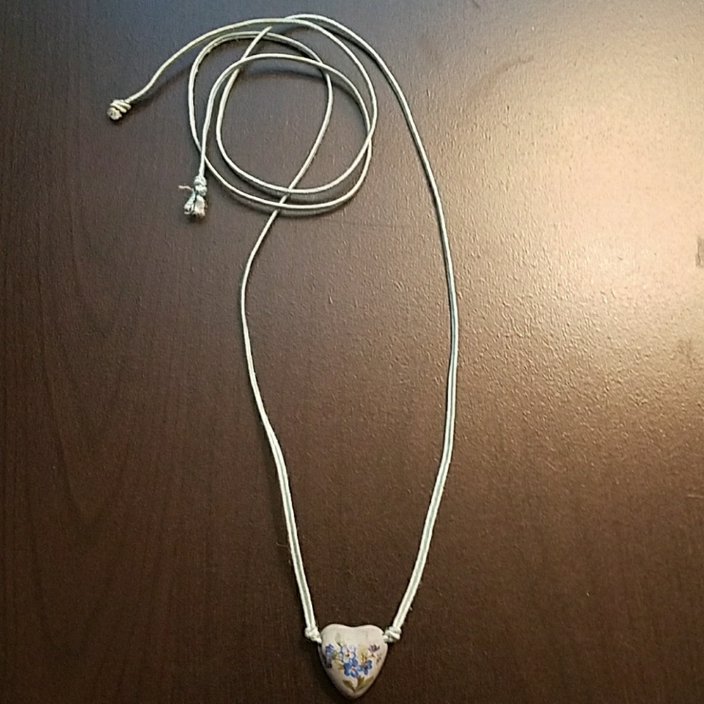 Hand painted vintage heart necklace